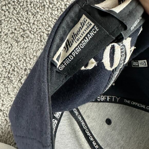 VTG New York Yankees New Era Hat Mens 7 1/2 Blue Fitted Baseball Cap 00s USA - Picture 11 of 11